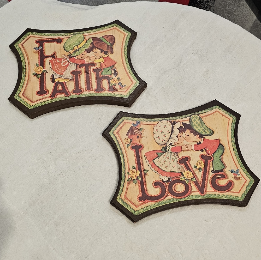 Vintage Faith & Love Plaques Home Interiors